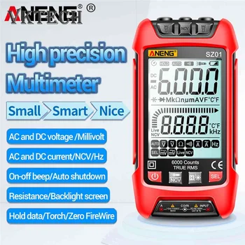 6000 Šteje Ročni Multimeter Auto Obseg Digitalni Prikaz Multimeter DC AC Napetosti, Toka Upornosti Frekvenco z LED Luči