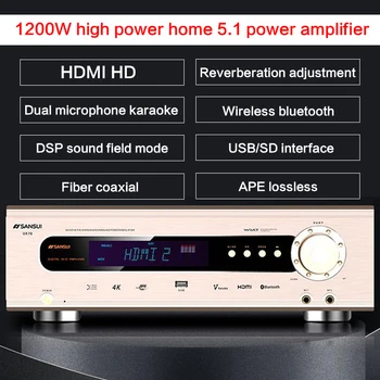 1200W High-power 5.1 Ojačevalnik UX70 HD Bluetooth Domači Kino Audio brez Izgub Hi-fi Subwoofer Ojačevalnik Vlaken Koaksialni