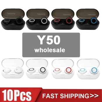 10Pcs Y50 Debelo TWS Brezžične Slušalke Bluetooth Slušalke 5.0 Stereo Slušalke Čepkov z Mikrofonom za Iphone Xiaomi