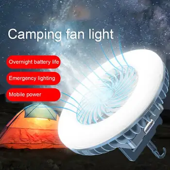 LED Luč za Kampiranje Šotor Z Ventilator USB Polnilne Kampiranje Zunanji Ventilator Hladilni Ventilator Visi Šotor Lučka Noč Svetlobe S Kavljem