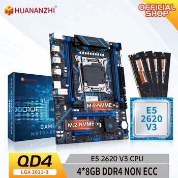 HUANANZHI QD4 LGA 2011-3 Matično ploščo s procesorjem Intel XEON E5 2620 V3 s 4*8G DDR4 NON-ECC Memory Combo Kit Komplet NVME USB 3.0