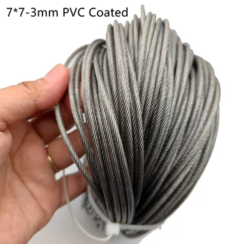 PVC Prevleko 50M 2 mm/3mm 7X7 Gradbeništvo 304 Nerjaveče jeklene Žice, vrvi, Mehkejši Ribolov Dviganje Kabel