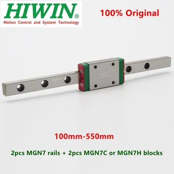 2pcs Hiwin linearno vodilo MGN7 100 150 200 250 300 330 350 400 450 500 550 mm MGNR7C železniškega + 2pcs MGN7C ali MGN7H blok prevoz