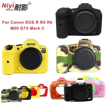 Za Canon EOS R R5 R6 M50 G7X Mark II z Bliskavico Pribor, Vreča iz Gume Pokrov Zaščitni SLR Fotoaparat, Mehko Silikonsko Telo Primeru