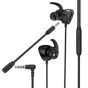 V uho Gaming Slušalke Gaming Čepkov Žično S Snemljivo Dvojni Mikrofon za Zmanjševanje Hrupa Mobilnih Iger 3.5 MM Jack za Slušalke