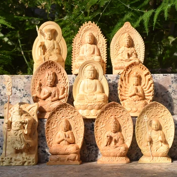 Šimšir Avto Okraski Vklesan Kipi, Ki Nosijo Darila Sama Trojice Buda Guanyin Bodhisattva Ksitigarbha Doma Dajanje Odlikovanja