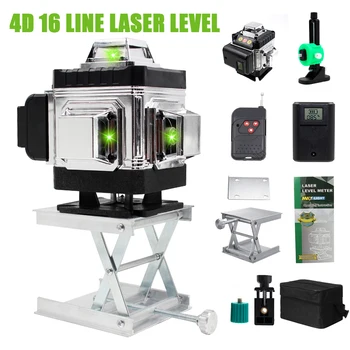 4D 16 Linije Laser Ravni 360° Self-Izravnavanje Vodoravno Navpično Križ Zelena Svetloba, Laser Ravni Ukrepa Laserski Žarek Linije