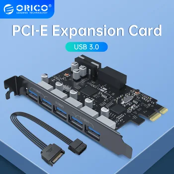 ORICO USB 3.0 PCI-E Razširitveno Kartico, 5 Vrat Hub Adapter za Zunanji Krmilnik Express Kartica z 4-nožični Napajalni Priključek Kabel
