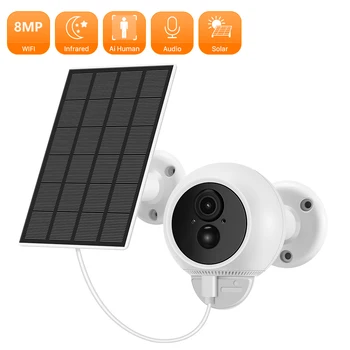 ANBIUX 8MP 4K Sončne celice, WIFI Kamera za Video Nadzor, Kamere, 3MP Alarm Snemanje PIR IR Noč Fotoaparat Polnilna Baterija ICSEE