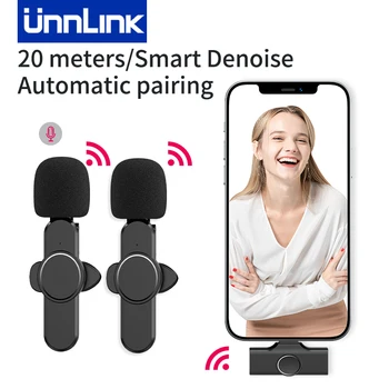 Unnlink Brezžični Lavalier Mikrofon, Prenosni Avdio Video Snemanje Mini Mic za Apple, Android Živo Gaming Telefon