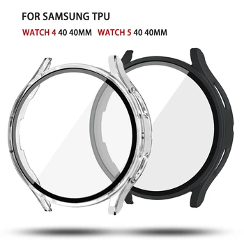 Ohišje +Kaljeno Steklo Film za Samsung Galaxy Watch 4 40 mm 44 mm za samsung Watch 5 44 mm 40 mm PC brizga Mat Zaščitni Pokrov