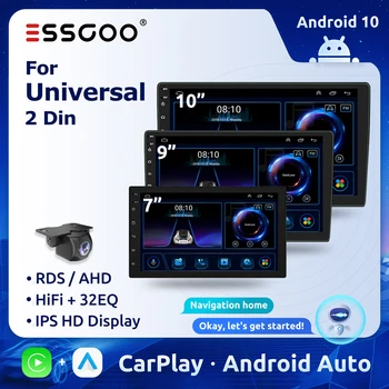 ESSGOO 2din Android avtoradio 2 din Stereo CarPlay Multimedijski Predvajalnik Videa, RDS Hi-fi Bluetooth, GPS, WiFi Vodja Enote 7 9 10 Inch