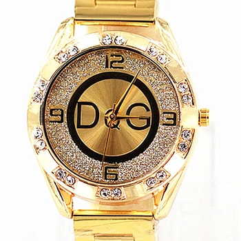Zegarek Damski novo DQG modne blagovne znamke v luksuzni watch kristali kremena ženski watch zlata, srebra, nerjavečega jekla dame oblačenja watch
