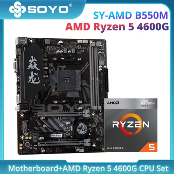 SOYO AMD Zmaj B550M z Ryzen 5 4600G matična plošča Procesor CPU Set Za 3,7 GHz, 6-core Vtičnico AM4 Gaming Računalnik Combo