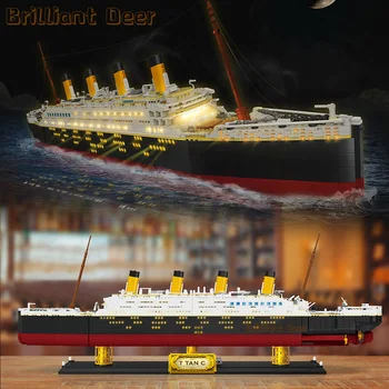 4035PCS Velike Potniške Ladje Titanik Mini Velikost Opeke 3D Model s Svetlobo Trakovi Mesto Arhitekture, Igrače za Odrasle Prijatelji Darilo