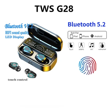 G28 TWS Slušalke Brezžične Slušalke Stereo Šport Nepremočljiva Čepkov Z Mic 2000mAh Polnjenje Box Fone Bluetooth 5.2 Slušalke