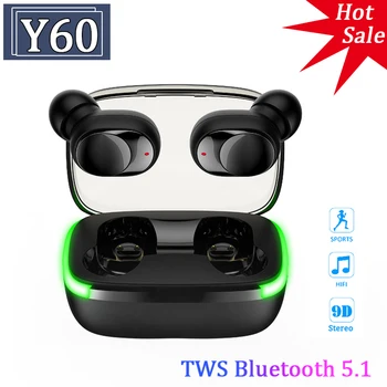 Original TWS Y60 Bluetooth Slušalke Fone Brezžične Slušalke Stereo Slušalke Športne Čepkov z Mic Zmanjšanje Hrupa ročaji očal