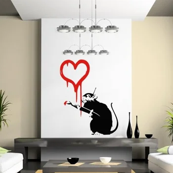 Banksy grafiti Ljubezen Podgana Stenske Nalepke. Stenske Nalepke Za Kdis Sobe , Stene Decals Je Vinilne Nalepke Doma Dekor