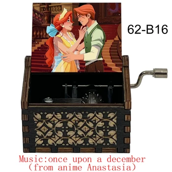 Barvno Tiskanje Črno Leseno Film Anastasia Music Box Pesem Nekoč decembra za Punco, Ženo Dekleta Rojstni dan Božična Darila