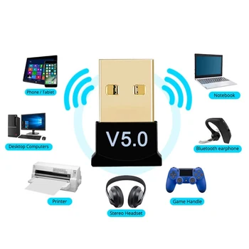 Bluetooth 5.0 Sprejemnik USB Brezžični vmesnik Bluetooth Dongle Oddajnik za PC Računalnik Prenosni računalnik Slušalke Gamepad Tiskalnik Naprav