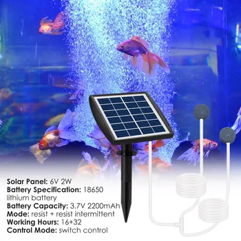 6V2W Solarna Črpalka Zrak Kisik, Zrak Vodnjak Črpalke Solar Powered Ribnik Prezračevalnik Komplet za Vrt Fish Tank Bazen Ribolov Ribnik Akvarij