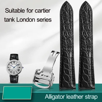 Aligator, Usnjeni Trak Za Cartier Solo Tank London Pravega Usnja, Črna Rjava Watch Pasu za Moške in Ženske 16 18 20 22 24 mm