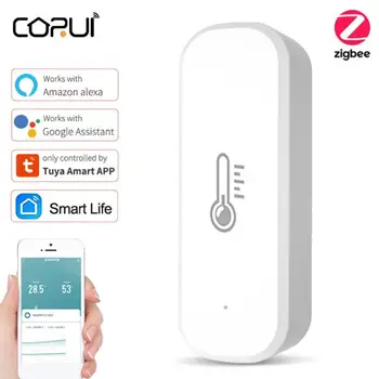 CORUI Tuya ZigBee Smart Temperature In Vlažnosti Tipalo baterijsko Smart Home Security Delo Z Alexa googlova Domača stran