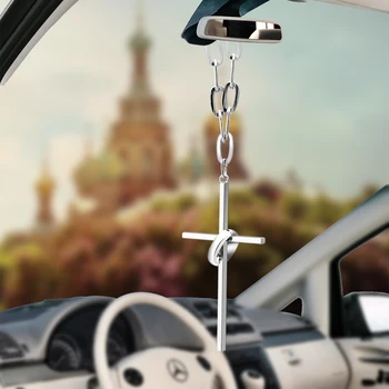 Bling Jezus Križ Križ Obroč Avto Obesek Okraski Čare Rearview Mirror Okraski Visi Auto Notranje Zadeve Dekor Dodatki