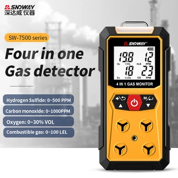 SNDWAY SW-7500A Štiri-in-one strupenih in Škodljivih plinov detektor gorljivih plinov kisik, ogljikov monoksid vodikov sulfid, alarm