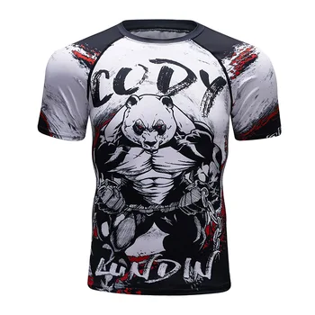 Nova 3d Tiskanje majice Mens Stiskanje Kratek Rokav Osnovna Plast Vadbo Fitnes MMA Telo Izgradnji Vrhovi Majica Rashguard