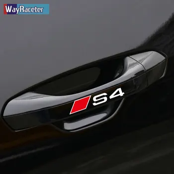 4 Kos Reflektivni Vrata Avtomobila Ročaj Nalepke Sline Nalepke Za Audi S3 S4 S5 S6 S7 S8 V5 V7 V8 Quattro Sportback Allroad Dodatki