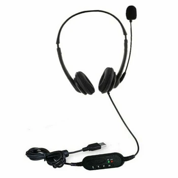USB Računalnik Slušalke Žične Nad Uho Slušalke za klicni Center, Prenosni računalnik Namizni Težka Bas Zvok šumov Slušalke