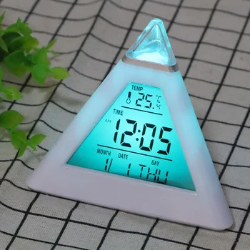 7 Palčni LED osvetlitve Ozadja Digitalni Alarm Termometer Večni Koledar Barve Koničastimi Piramida Slog Naključno Doma Dekor