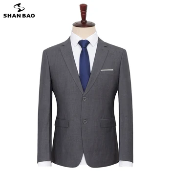 SHAN BAO 6XL 7XL 8XL 9XL plus velikost svetlo sivi suknjič 2021 jeseni klasični slog, business casual men je poroka banket obleko