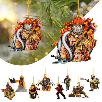 Gasilec Ornament Dvojno Stranicami Akril Božično Drevo Obesek Visi Božič Ornament Navidad Srečno Novo Leto Darilo 2023