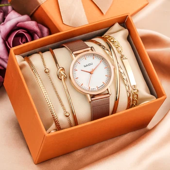 Ženske Ure Novih NAIDU Luksuzni Rose Zlata Očesa Trak Zapestnico Watch Darilni Set Ženske Quartz Obleko ročno uro Feminino Reloj Mujer