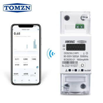 TOMZN 1P+N 65A Tuya WIFI Smart Dvosmerna Energijo Merilnik števec el. Energije Monitor kWh Meter Wattmeter SMARTLIFE