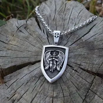 Mitološki slog Nadangel St. Michael Zaščito Saint Ščit Obesek Verske Amulet Nakit