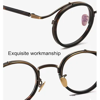 Japonski Nežen Retro Krog Očal Okvir Moških Vrh Kakovosti Vintage Recept Za Očala Acetat Titana Očala Ženske