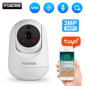 Fuers 3MP IP Kamero Tuya Smart Doma Notranjo WiFi Brezžična nadzorna Kamera Samodejno Sledenje CCTV Varnost Otroka Hišne Monitor