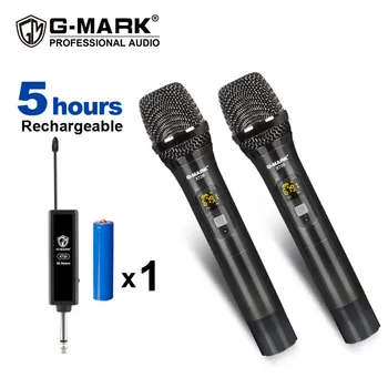 Brezžični Mikrofon, G-ZNAMKE X720 UHF Snemanje Karaoke Dinamično Ročni Mikrofon 2 Kanali 50m Obseg Litijeva Baterija, Kovinsko ohišje
