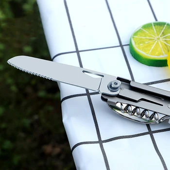 Novo 420 iz Nerjavečega Jekla, Žepni Nož Multi-tool Prenosni Vilice, Žlica Prostem Preživetje Kampiranje Folding Nož Snemljiv Ročno Orodje