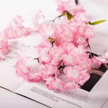 Umetno Cvetje Češnje Cvetovi Šopek Roza Svileni Sakura DIY Poroka Doma Dekor Venca Ponaredek Cvetje Valentinovo Darilo