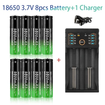 100%18650 Litijeve Baterije Bliskavico 18650 Polnilna-Baterija 3,7 V 9800 Mah za Svetilko + USB Polnilec