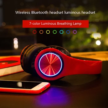 Brezžične Bluetooth Slušalke Igralec Surround Slušalke Stereo Slušalke USB z Mikrofonom Pisane Luči PC, Laptop Headset