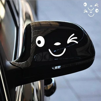 2Pcs Ljubek Nasmeh Reflektivni Avto Nalepke Rearview Mirror Nalepke Avto Styling Risanka Oči, Nasmejan Obraz, Nalepke, Nalepke Za Vsa vozila