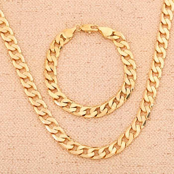 Street vse-tekmo 925 Žig Srebrne barve, prevlečen 18K zlato klasičnih 8 MM geometrijo zapestnica neckalce za ženske, moške, modni nakit set