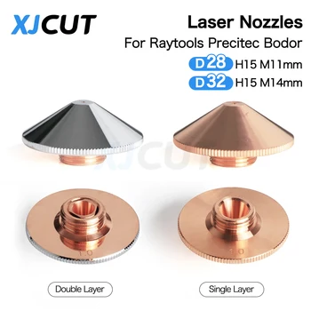 XJCUT Fiber Laser Enojna/Dvojna plast šoba D28 / D32mm Caliber0.8-5.0 mm Za Raytools WSX Bodor Precitec Co2 Laser rezalne Glave