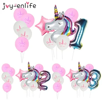 11pcs/veliko Rainbow Unicorn Stranka Baloni Samorog Rojstni dan Dekoracijo Število Balon Otroci Rojstni dan Baby Tuš Dekor Globos
