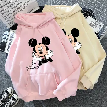 Disney Risanke Tiskanja Hoodie Ženske Smešno Hip Hop Mickey mouse (Miška Minnie Tiskanja Jeseni in Pozimi Moda Harajuku Sweater Moški pulover s kapuco